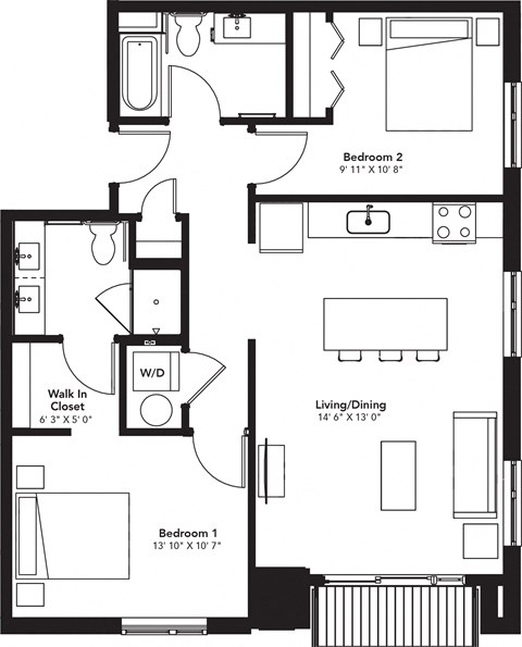 a floor plan of a house with a bedroom and a living room